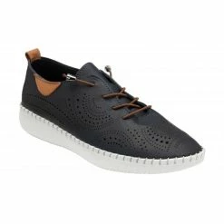 Navy Leather Katya Casual Shoes | Lotus