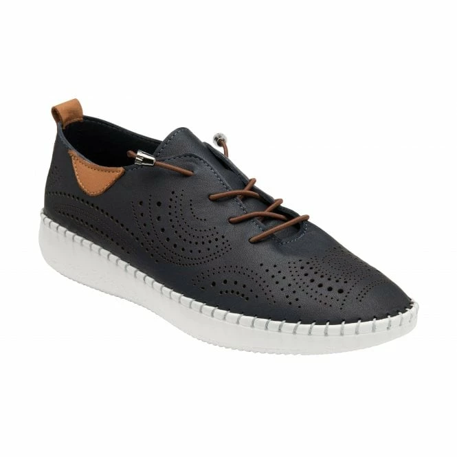 Navy Leather Katya Casual Shoes | Lotus 3 Navy Leather Katya Casual Shoes | Lotus