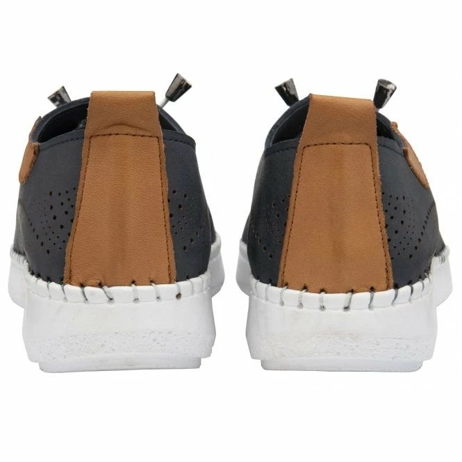 Navy Leather Katya Casual Shoes | Lotus 5 Navy Leather Katya Casual Shoes | Lotus - Image 3