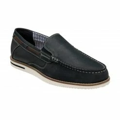Navy Leather Saxon Loafers | Lotus
