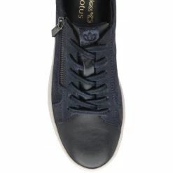 Navy Leather & Snake-Print Sky Casual Trainers | Stressless By Lotus -Lotus Shop navy leather snake print sky casual trainers stressless by lotus p13600 32892 medium