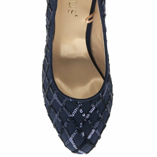 Navy Lucia Patterned Court Shoes | Lotus 6 Navy Lucia Patterned Court Shoes | Lotus - Image 4
