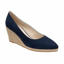 Navy Microfibre Giselle Wedge Shoes | Lotus