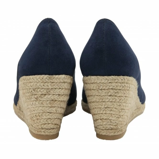Navy Microfibre Giselle Wedge Shoes | Lotus 5 Navy Microfibre Giselle Wedge Shoes | Lotus - Image 3