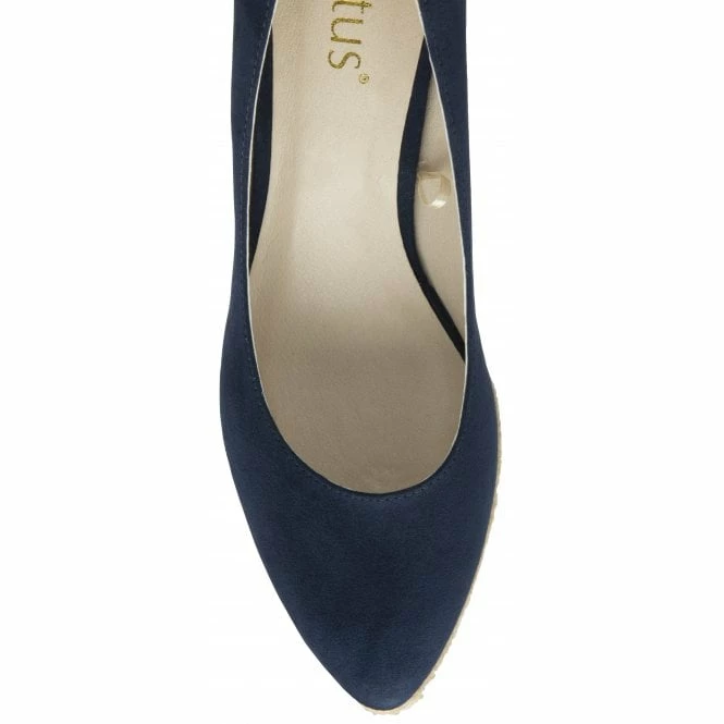 Navy Microfibre Giselle Wedge Shoes | Lotus 6 Navy Microfibre Giselle Wedge Shoes | Lotus - Image 4