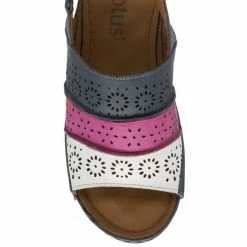 Navy Multi-Leather Neylan Wedge Sandals | Lotus 9 Navy Multi-Leather Neylan Wedge Sandals | Lotus -Lotus Shop navy multi leather neylan wedge sandals lotus p13670 32764 medium