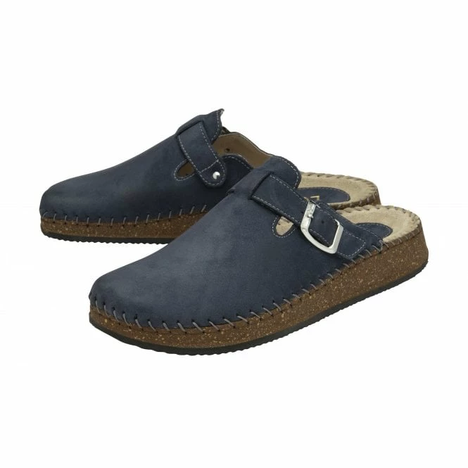 Navy Nubuck Evelina Round-Toe Mules | Lotus 4 Navy Nubuck Evelina Round-Toe Mules | Lotus - Image 2
