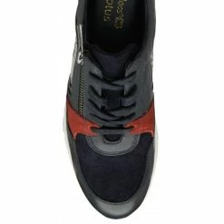 Navy & Snake-Print Leather Suzette Zip-Up Casual Trainers | Stressless By Lotus -Lotus Shop navy snake print leather suzette zip up casual trainers stressless by lotus p13461 32553 medium