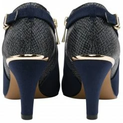 Navy & Snake-Print Ramona Heeled Shoe-Boots | Lotus -Lotus Shop navy snake print ramona heeled shoe boots lotus p13493 32338 medium