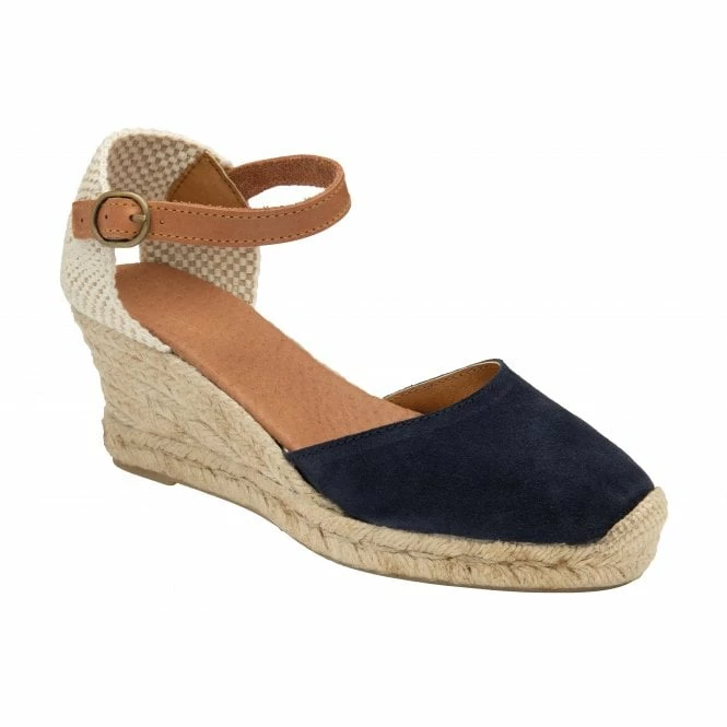 Navy Suede Antonella Espadrille Wedge Shoes | Lotus 3 Navy Suede Antonella Espadrille Wedge Shoes | Lotus