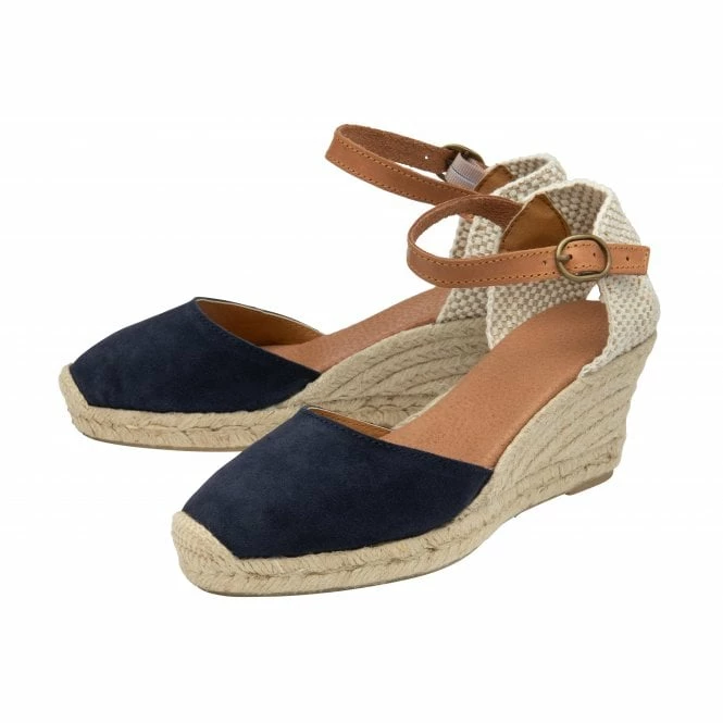Navy Suede Antonella Espadrille Wedge Shoes | Lotus 4 Navy Suede Antonella Espadrille Wedge Shoes | Lotus - Image 2