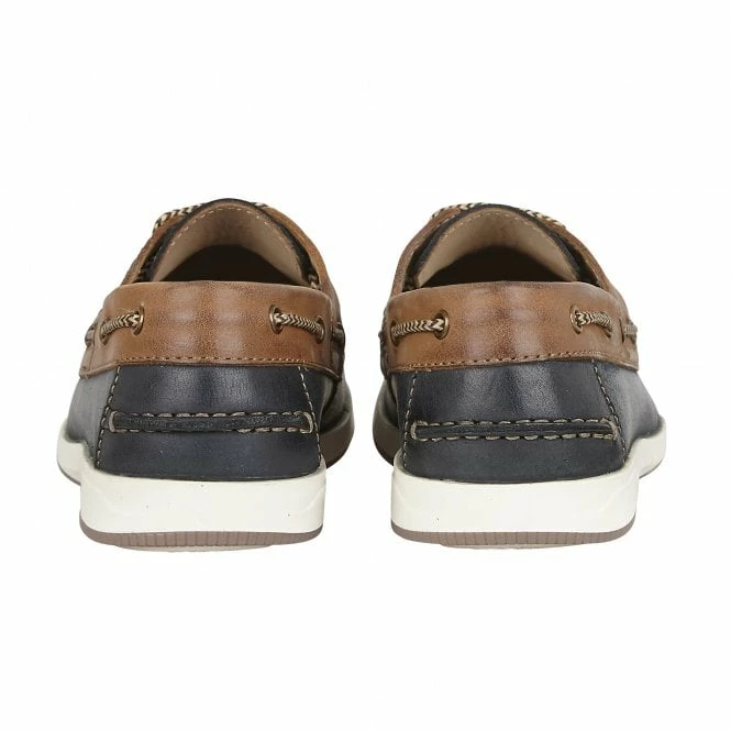 Navy & Tan Leather Weymouth Deck Shoes | Lotus 5 Navy & Tan Leather Weymouth Deck Shoes | Lotus - Image 3