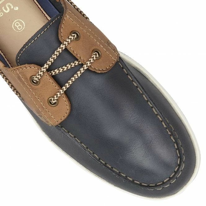 Navy & Tan Leather Weymouth Deck Shoes | Lotus 6 Navy & Tan Leather Weymouth Deck Shoes | Lotus - Image 4