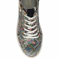 Navy & Tribal-Print Leather Serene Casual Trainers | Stressless By Lotus -Lotus Shop navy tribal print leather serene casual trainers stressless by lotus p13729 33084 medium