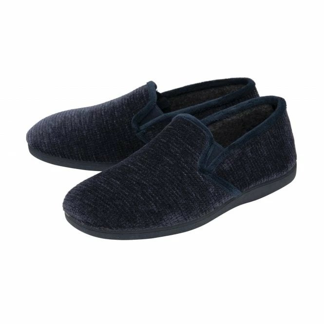 Navy Velour Sheldon Slippers | Lotus 4 Navy Velour Sheldon Slippers | Lotus - Image 2