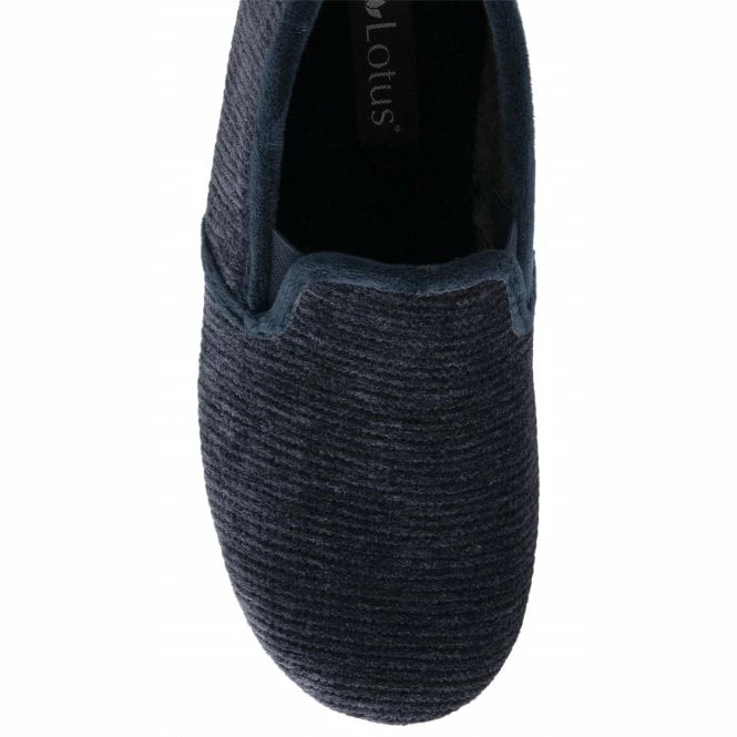 Navy Velour Sheldon Slippers | Lotus 6 Navy Velour Sheldon Slippers | Lotus - Image 4