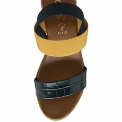 Navy & Yellow Rosatta Wedge Sandals | Lotus -Lotus Shop navy yellow rosatta wedge sandals lotus p13169 31464 medium
