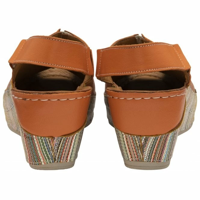 Orange Leather Deniz Wedge Shoes | Lotus 5 Orange Leather Deniz Wedge Shoes | Lotus - Image 3