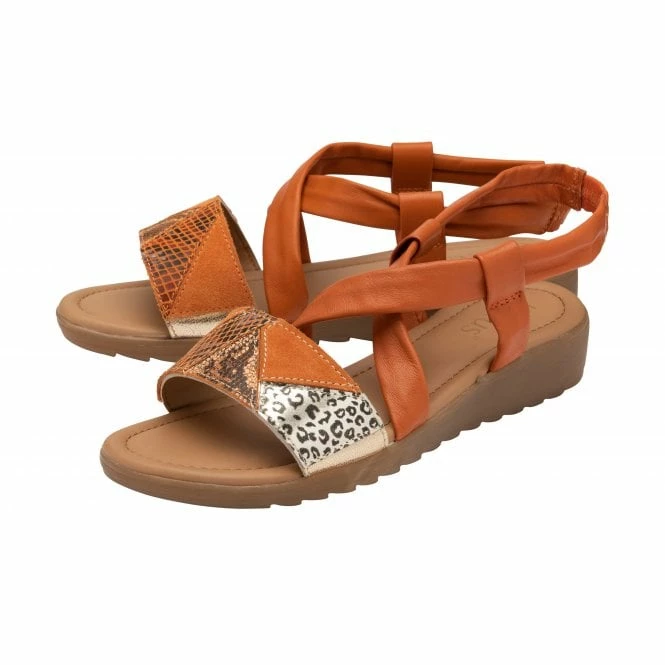 Orange Leather Evette Open-Toe Sandals | Lotus 4 Orange Leather Evette Open-Toe Sandals | Lotus - Image 2