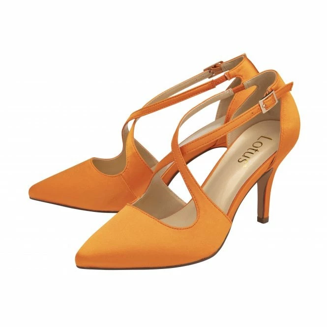 Orange Satin Willow Court Shoes | Lotus 4 Orange Satin Willow Court Shoes | Lotus - Image 2