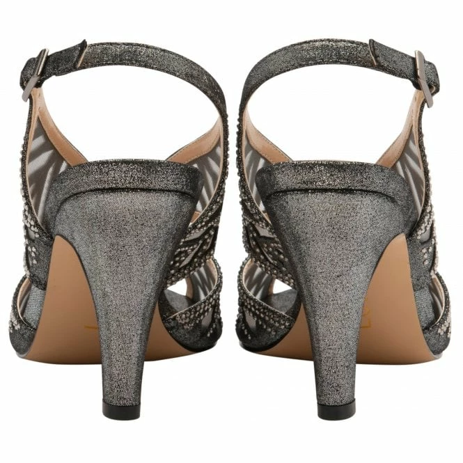 Pewter & Diamante Natalia Peep Toe Sandals | Lotus 5 Pewter & Diamante Natalia Peep Toe Sandals | Lotus - Image 3