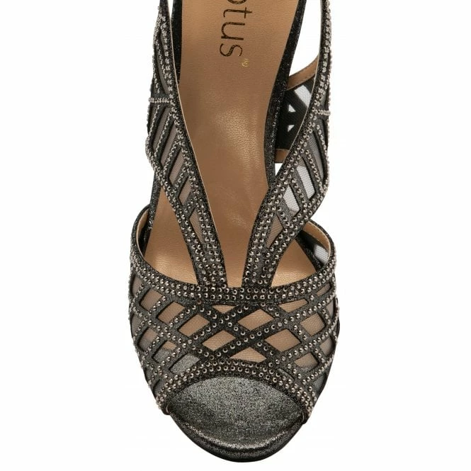 Pewter & Diamante Natalia Peep Toe Sandals | Lotus 6 Pewter & Diamante Natalia Peep Toe Sandals | Lotus - Image 4