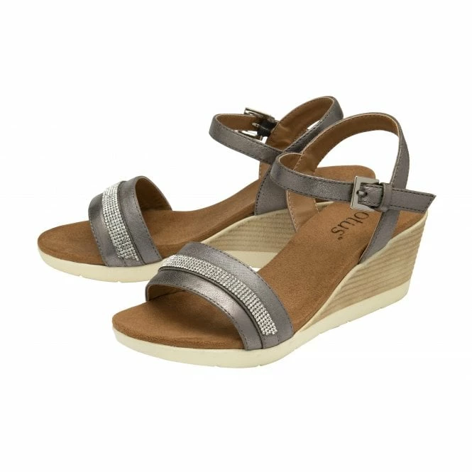 Pewter Mika Open-Toe Wedge Sandals | Lotus 4 Pewter Mika Open-Toe Wedge Sandals | Lotus - Image 2