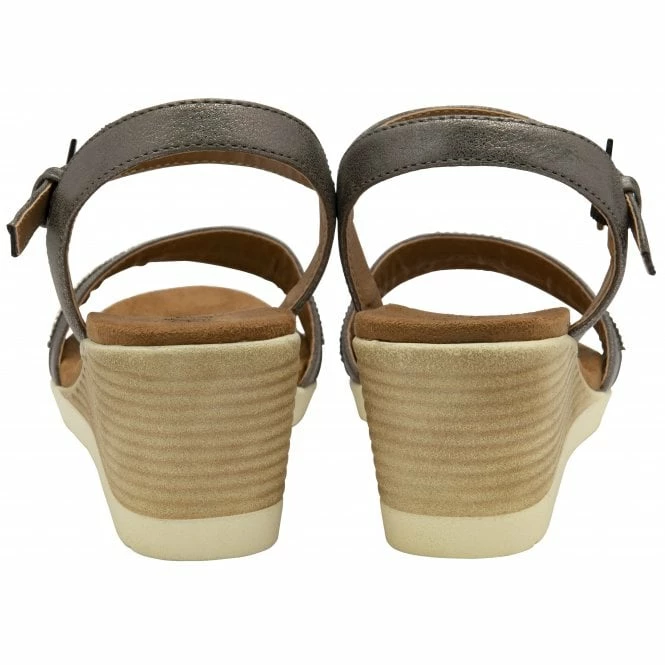 Pewter Mika Open-Toe Wedge Sandals | Lotus 5 Pewter Mika Open-Toe Wedge Sandals | Lotus - Image 3