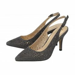 Lotus Shop -Lotus Shop pewter textile lyla slingback court shoes lotus p13599 32886 medium