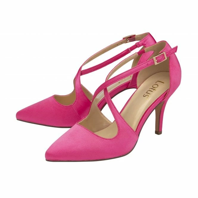 Pink Satin Willow Court Shoes | Lotus 4 Pink Satin Willow Court Shoes | Lotus - Image 2
