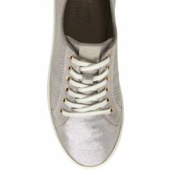 Pink Shimmer Leather Sylvia Lace-Up Trainers | Stressless By Lotus -Lotus Shop pink shimmer leather sylvia lace up trainers stressless by lotus p13221 31627 medium