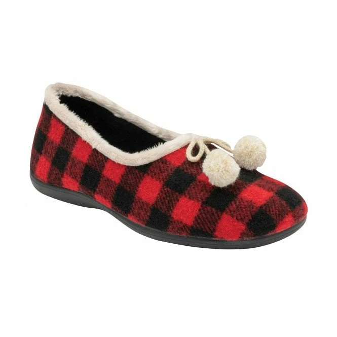 Red-Check Pippa Full Shoe Slippers | Lotus 3 Red-Check Pippa Full Shoe Slippers | Lotus