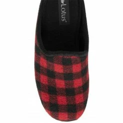 Red Check Textile Fletcher Mule Slippers | Lotus -Lotus Shop red check textile fletcher mule slippers lotus p13132 31069 medium