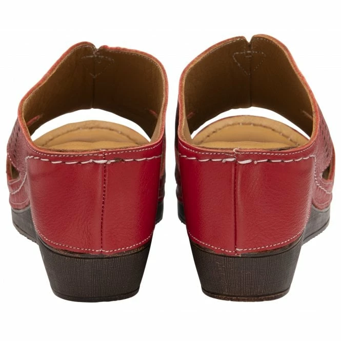 Red Leather Genevieve Mule Sandals | Lotus 5 Red Leather Genevieve Mule Sandals | Lotus - Image 3