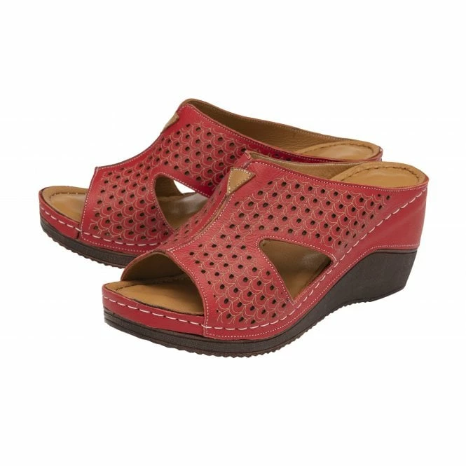 Red Leather Genevieve Mule Sandals | Lotus 4 Red Leather Genevieve Mule Sandals | Lotus - Image 2