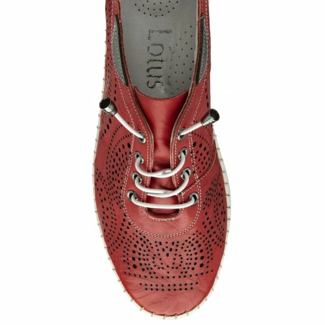 Red Leather Katya Casual Shoes | Lotus 6 Red Leather Katya Casual Shoes | Lotus - Image 4