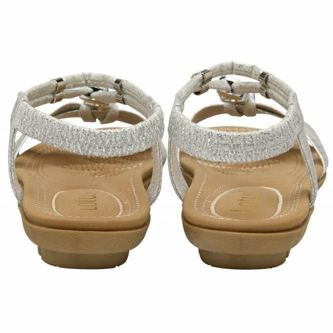Silver Bettina Flat Open-Toe Sandals | Lotus 5 Silver Bettina Flat Open-Toe Sandals | Lotus - Image 3