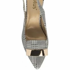 Silver Check Print Oti Slingback Court Shoes | Lotus -Lotus Shop silver check print oti slingback court shoes lotus p13768 33224 medium