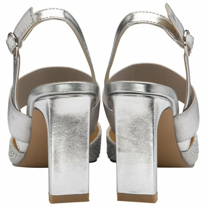 Silver & Diamante Joie Slingback Court Shoes | Lotus 5 Silver & Diamante Joie Slingback Court Shoes | Lotus - Image 3