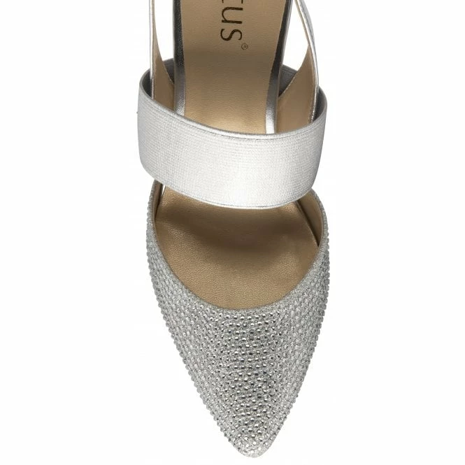 Silver & Diamante Joie Slingback Court Shoes | Lotus 6 Silver & Diamante Joie Slingback Court Shoes | Lotus - Image 4