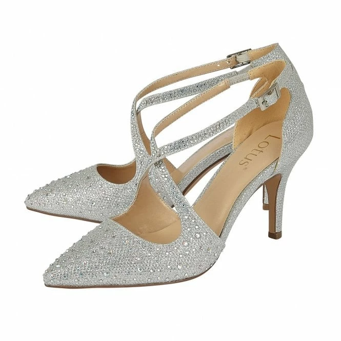 Silver & Diamante Panache Court Shoes | Lotus 4 Silver & Diamante Panache Court Shoes | Lotus - Image 2