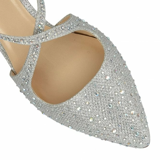 Silver & Diamante Panache Court Shoes | Lotus 6 Silver & Diamante Panache Court Shoes | Lotus - Image 4