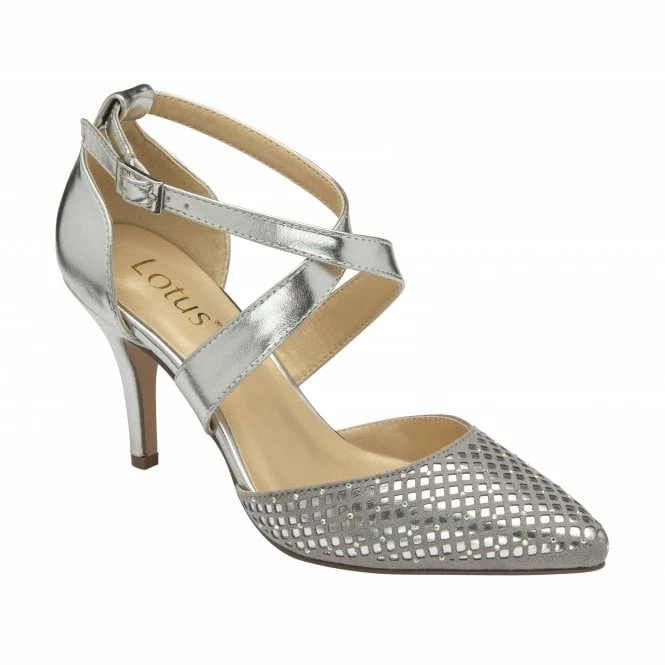 Silver & Diamante Sophia Court Shoes | Lotus 3 Silver & Diamante Sophia Court Shoes | Lotus