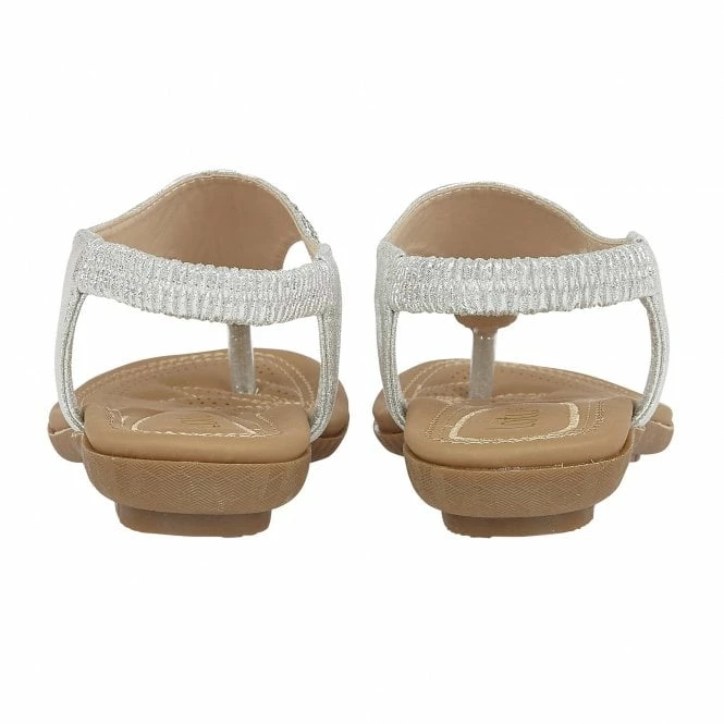 Silver Orla Flat Toe-Post Sandals | Lotus 5 Silver Orla Flat Toe-Post Sandals | Lotus - Image 3