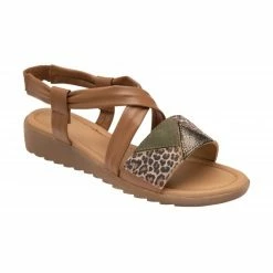 Tan Leather Evette Open-Toe Sandals | Lotus