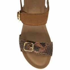 Tan & Snake-Print Leather Brynlee Open-Toe Wedge Sandals | Lotus -Lotus Shop tan snake print leather brynlee open toe wedge sandals lotus p13679 32708 medium