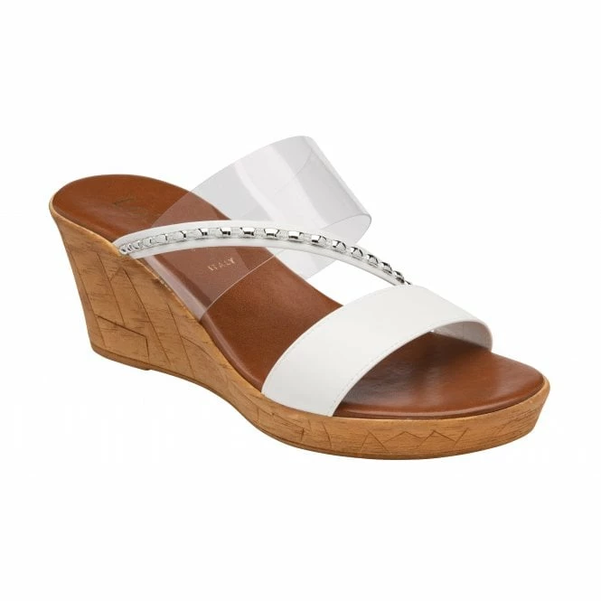 White Alma Mule Wedge Sandals | Lotus 3 White Alma Mule Wedge Sandals | Lotus