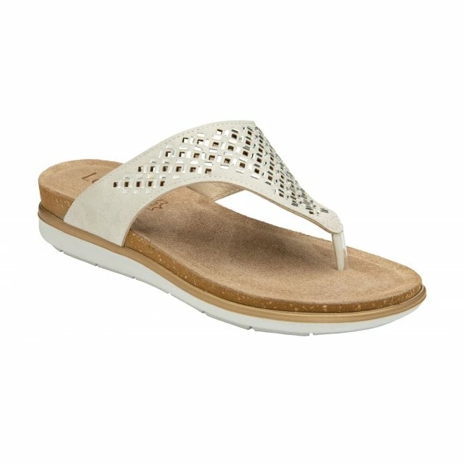 White Ferarra Flat Toe-Post Sandals | Lotus 3 White Ferarra Flat Toe-Post Sandals | Lotus