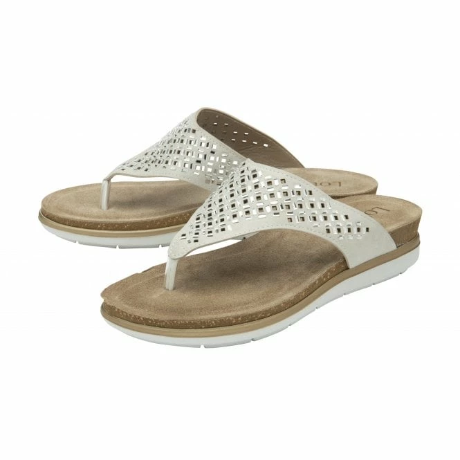 White Ferarra Flat Toe-Post Sandals | Lotus 4 White Ferarra Flat Toe-Post Sandals | Lotus - Image 2