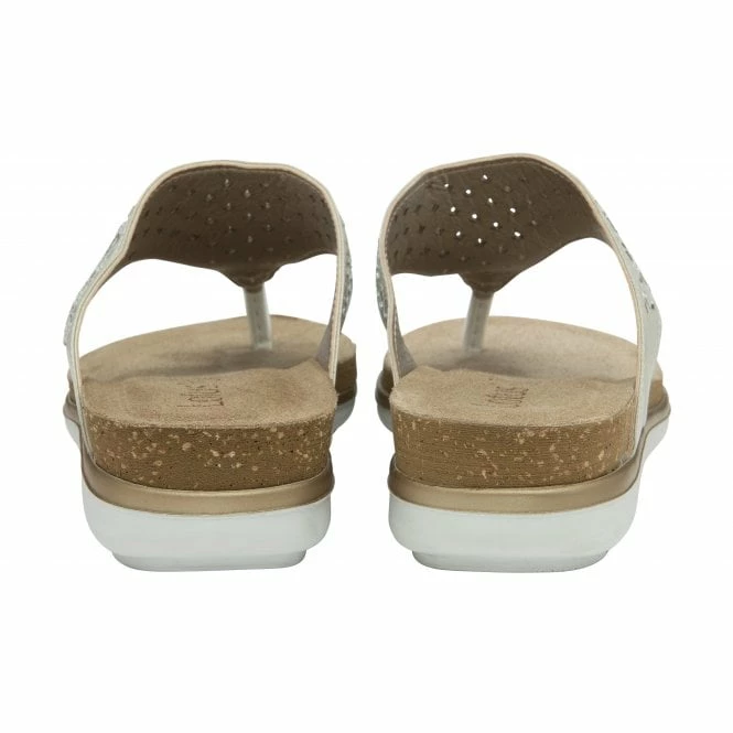 White Ferarra Flat Toe-Post Sandals | Lotus 5 White Ferarra Flat Toe-Post Sandals | Lotus - Image 3